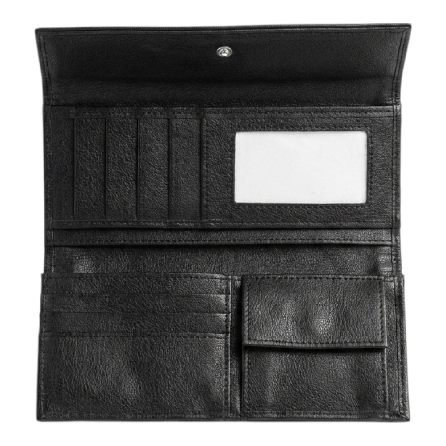 CARTERA ALARGADA CON BROCHE PIEL NEGRO (Q-351)