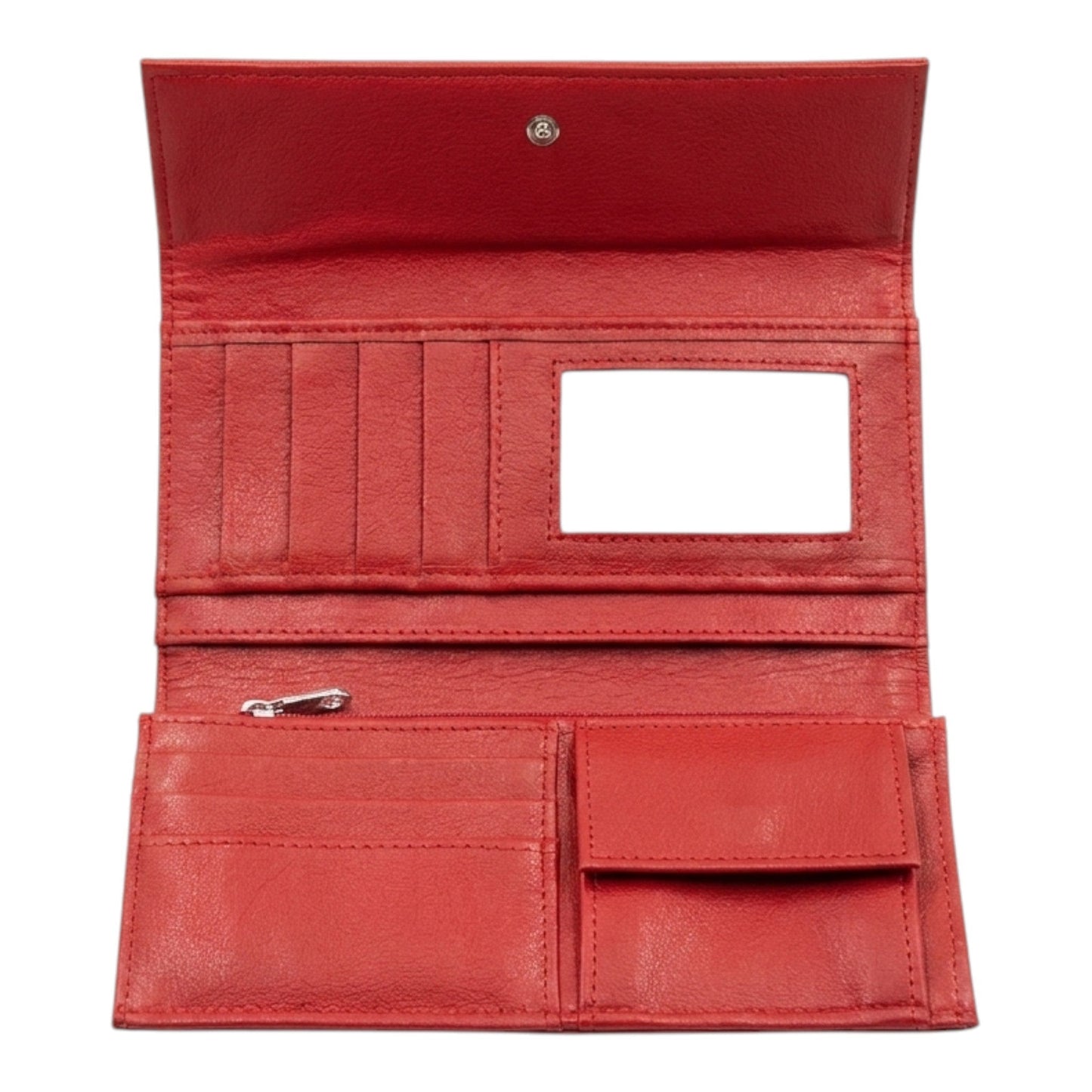 CARTERA ALARGADA CON BROCHE PIEL ROJO (Q-351)