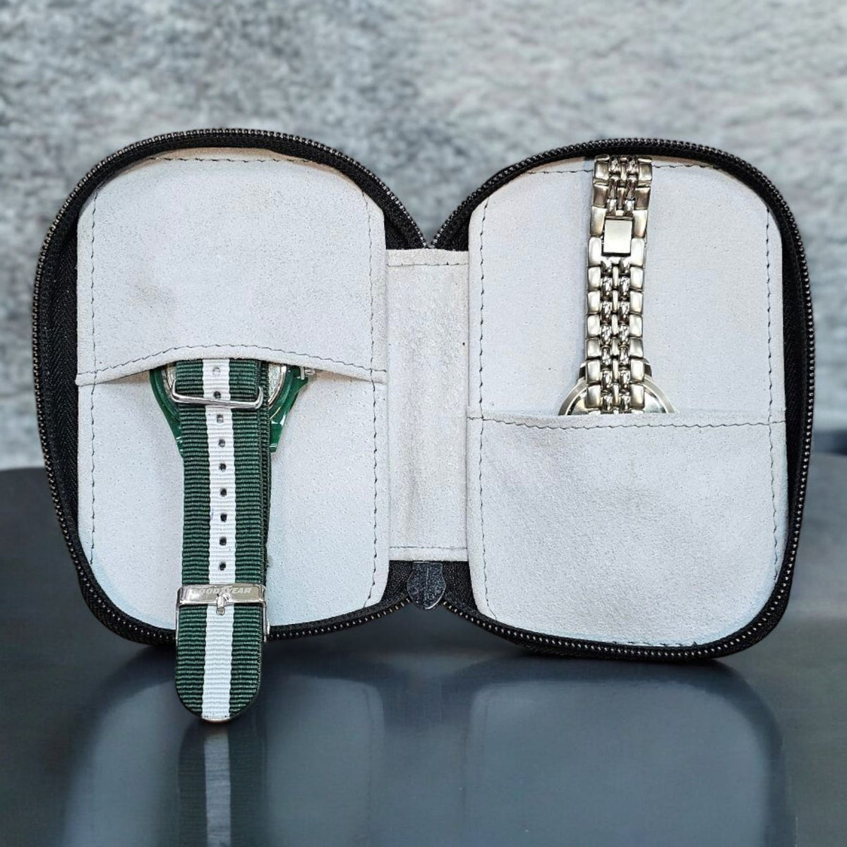 Estuche Relojero de Viaje en Piel Negro Personalizado - Casa Ortiz