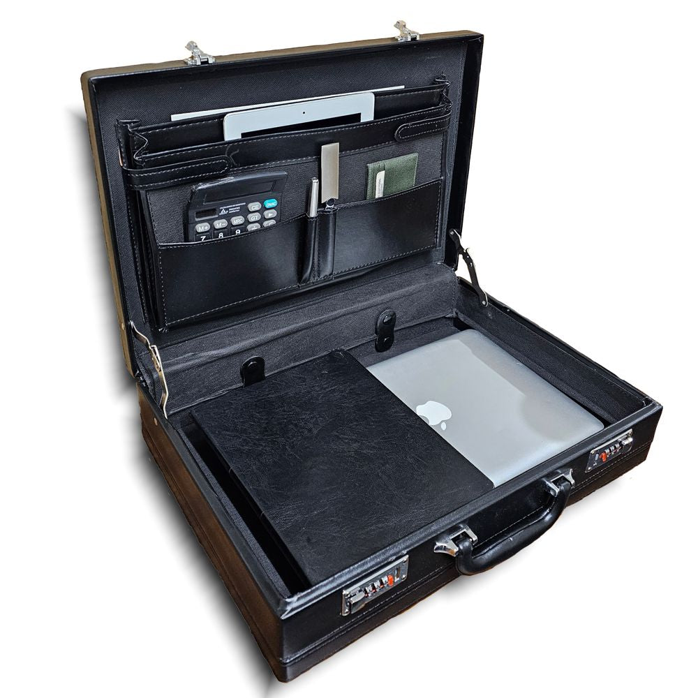 PORTAFOLIO EXPANDIBLE NEGRO CHAPA PLATA (VNG-22)