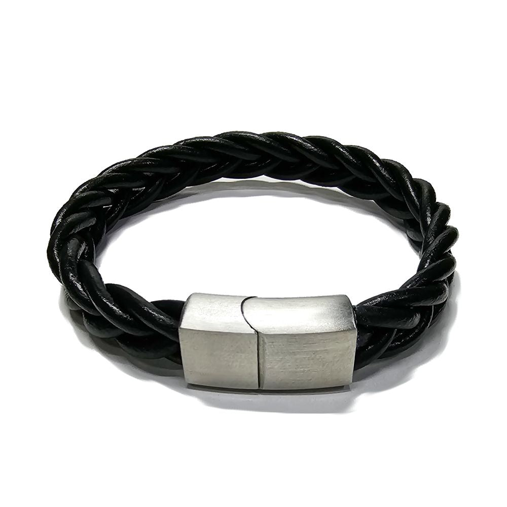 PULSERA DE PIEL TRENZADA BROCHE CUADRADO (NK05-40)