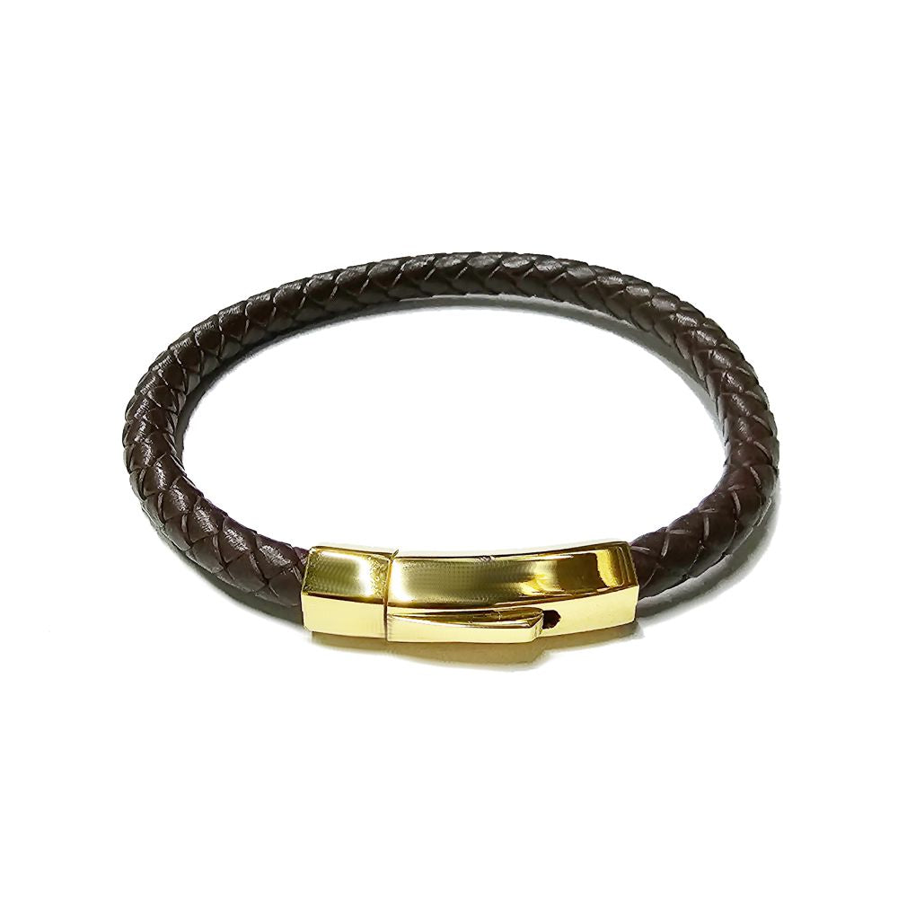 PULSERA D TRENZADA BROQUE HEXAGONAL DORADO (NK311-82G)