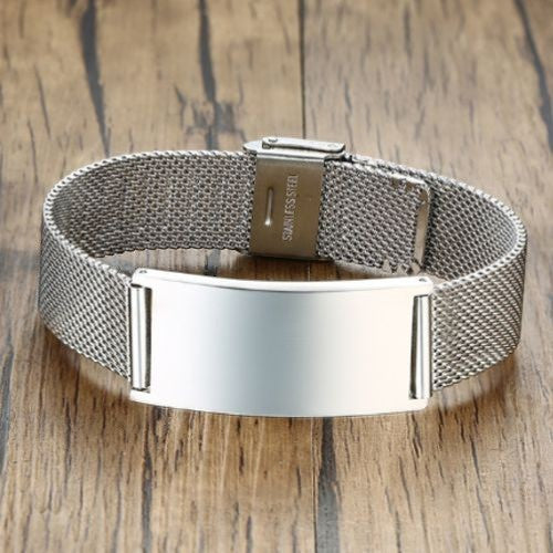 PULSERA DE ACERO INOXIDABLE CON PLACA 16 MM (BR889S)
