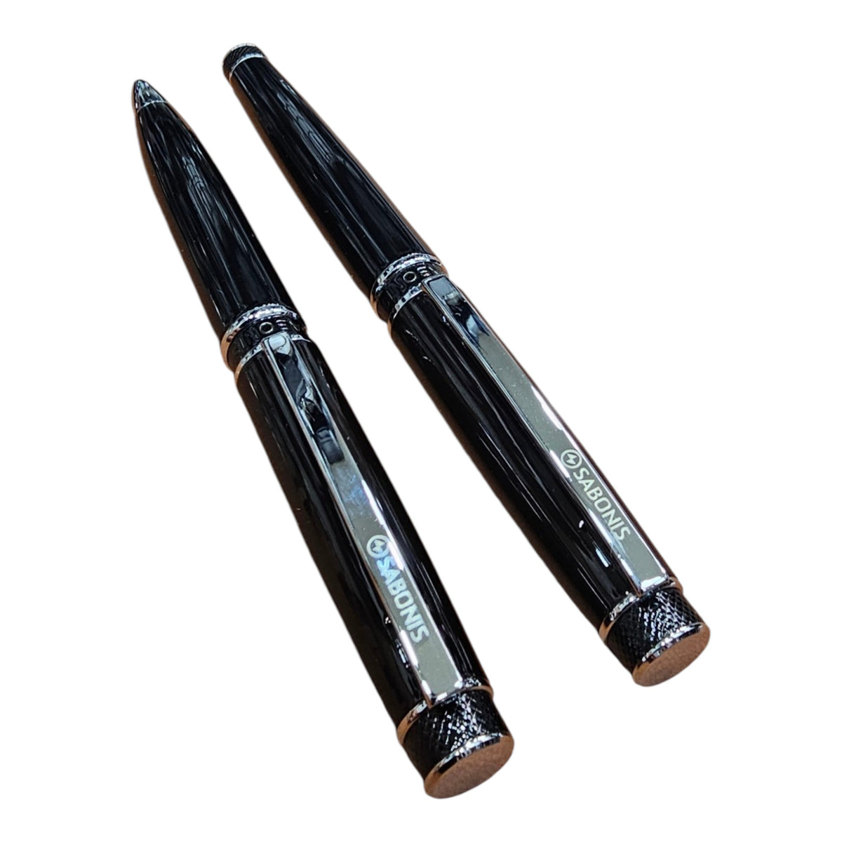 JUEGO BOLIGRAFO Y ROLLER NEGRO LACA PLATA (2027NBNR-048N)