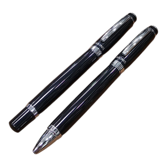 JUEGO BOLIGRAFO Y ROLLER NEGRO LACA (3043NBNR-048)