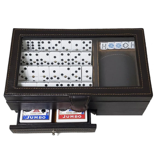 CASINO PIEL DOMINO BARAJA Y CUBILETE CAFE