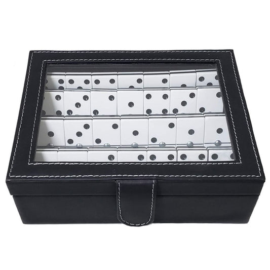 DOMINO JUMBO ESTUCHE PIEL Y VIDRIO NEGRO