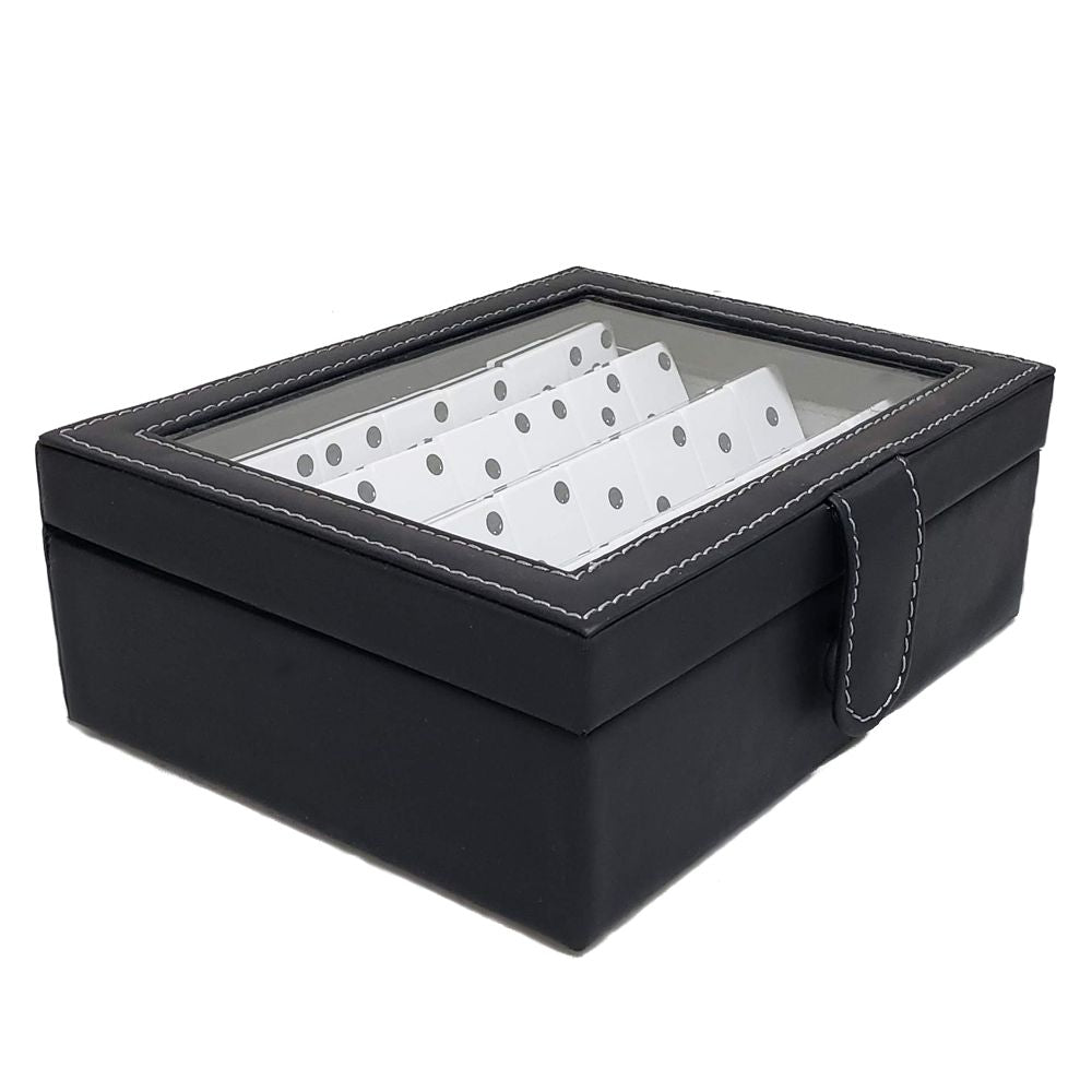 DOMINO JUMBO ESTUCHE PIEL Y VIDRIO NEGRO