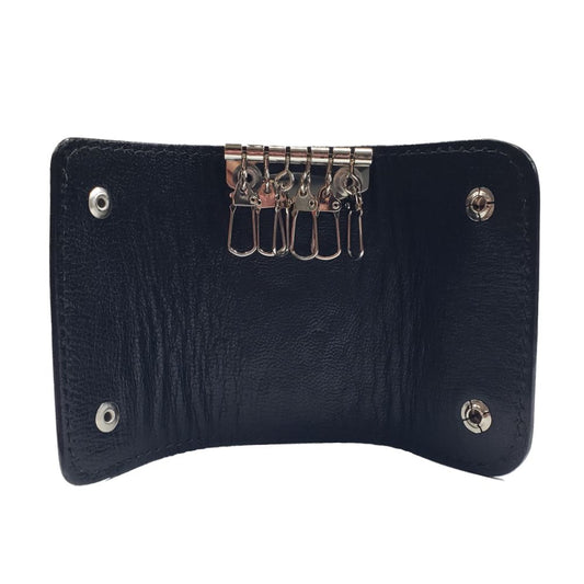 PORTA LLAVE DE 6 GANCHOS PIEL NEGRA
