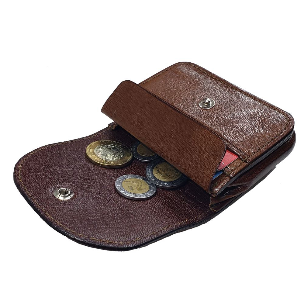 MONEDERO Y TARJETERO BROCHE P/CINTO CAFE