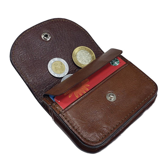 MONEDERO Y TARJETERO BROCHE P/CINTO CAFE