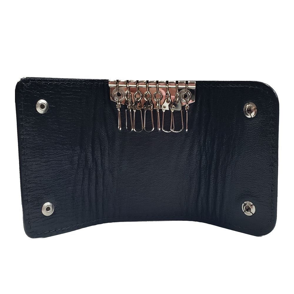 PORTA LLAVES DE 8 GANCHOS PIEL NEGRO