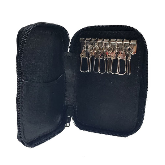 PORTA LLAVES CIERRE 8 GANCHOS PIEL NEGRO