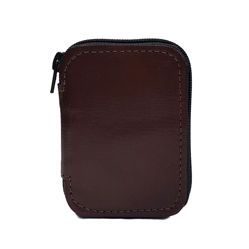 PORTA LLAVES CIERRE 8 GANCHOS PIEL CAFE