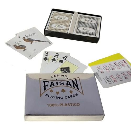 ESTUCHE DOS BARAJAS FAISAN POKER 100% PLASTICO