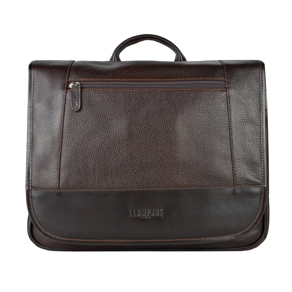 PORTAFOLIO LAPTOP CON SUJETADOR SUPERIOR EN PIEL CAFE (LL2061)