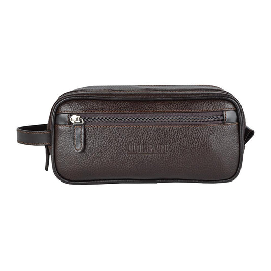 NECESER DE PIEL DOBLE ZIPPER CAFE OBSCURO (LL 578A V CO)