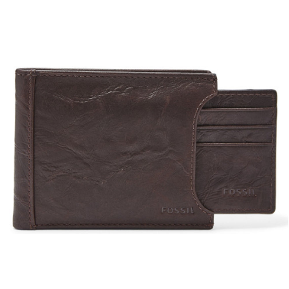 Cartera Fossil Neel Sliding 2 en 1 Cafe de Piel para Caballero con grabado personalizado
