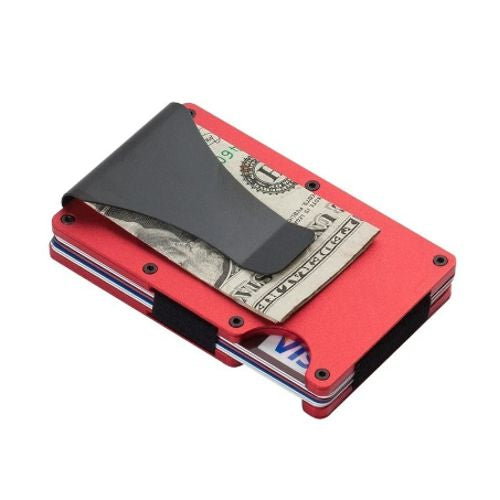 TARJETERO METALICO CON CLIP ROJO