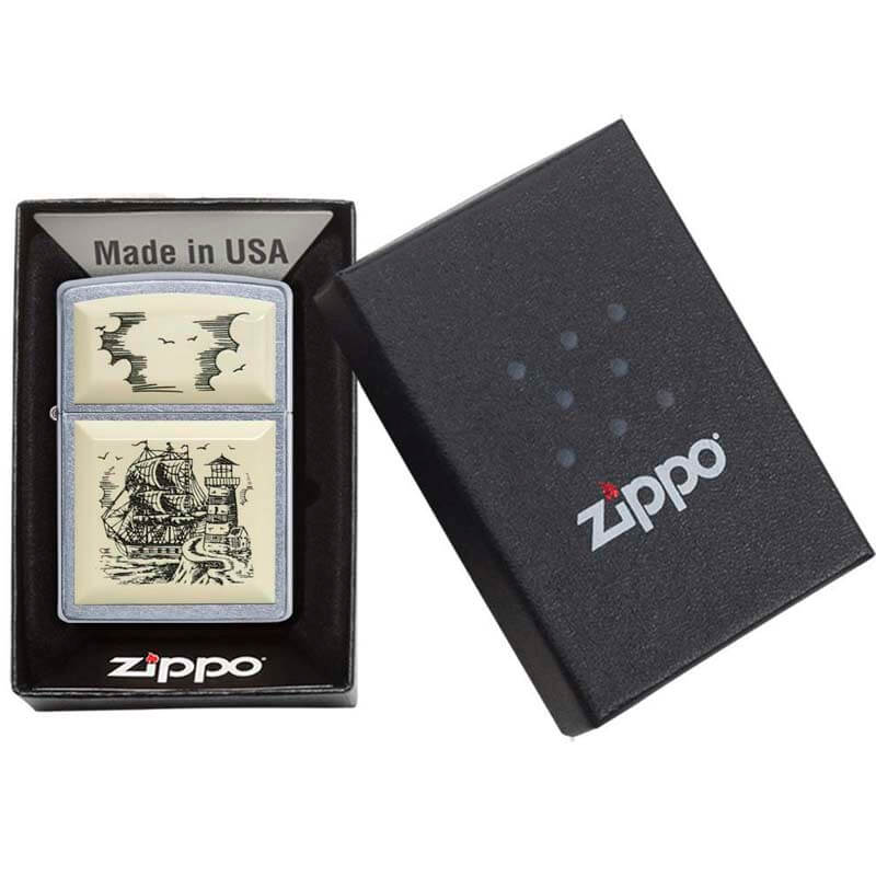 ZIPPO BRILLANTE SCRIMSHAW BARCO (MZ29397)