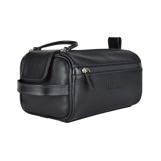 NECESER DOBLE ZIPPER EN PIEL NEGRO (LL 579)