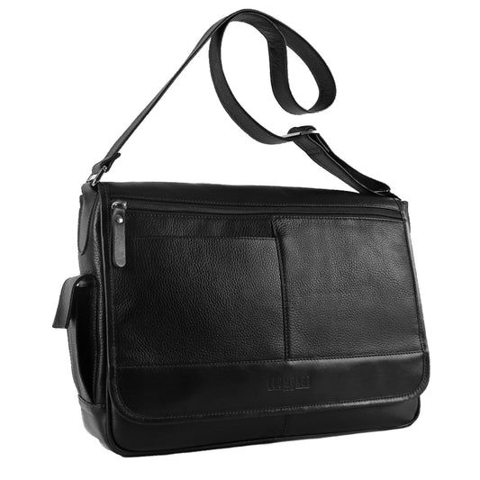 PORTA LAPTOP CLASICO DE PIEL NEGRO (LL925)