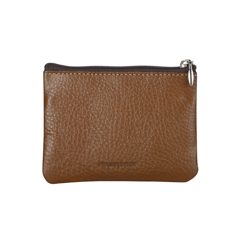 MONEDERO DOBLE ZIPPER CHICO EN PIEL MIEL CAFE ROJIZO (LL1080)