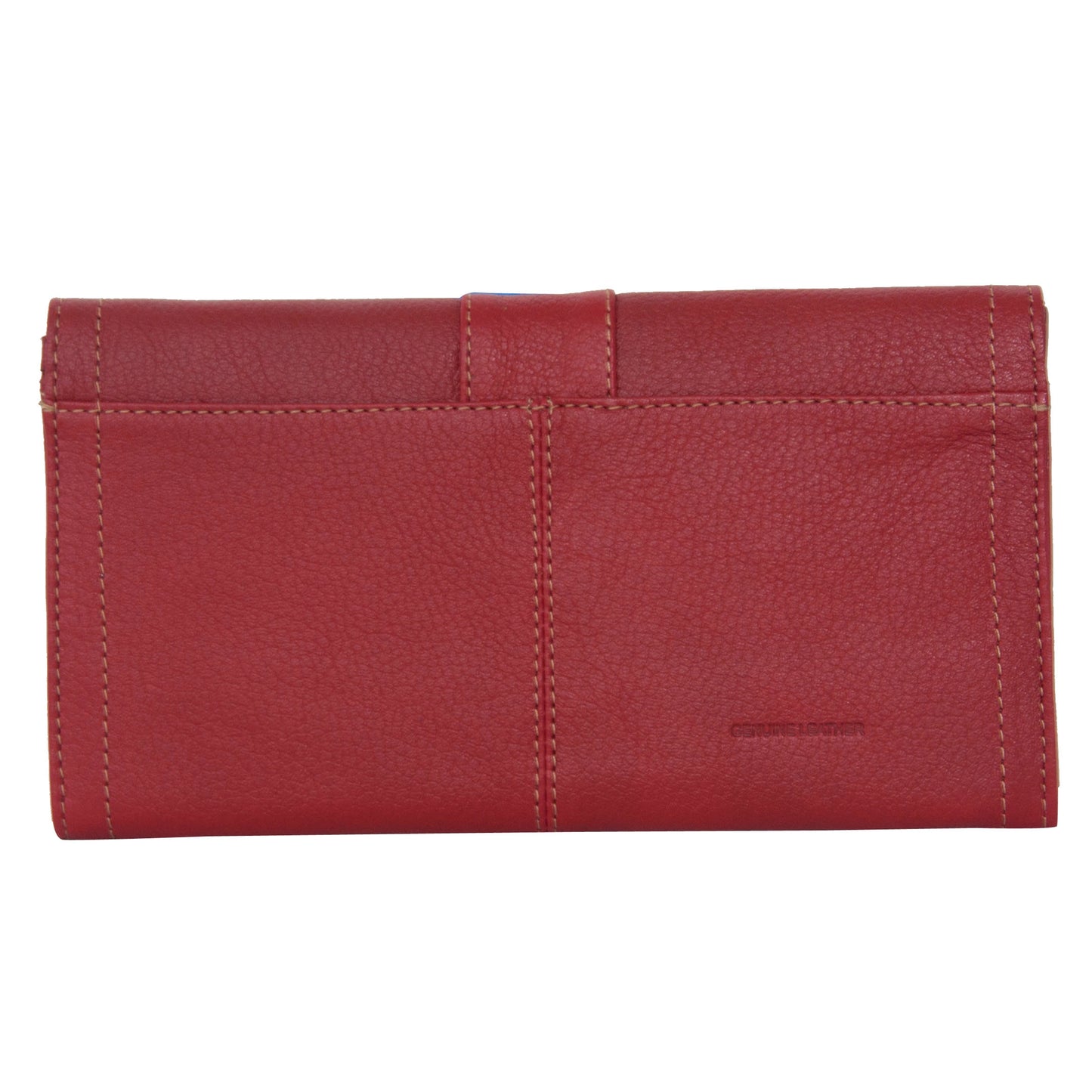 CARTERA DAMA HERRAJE AL FRENTE DE PIEL ROJO (LL1086)