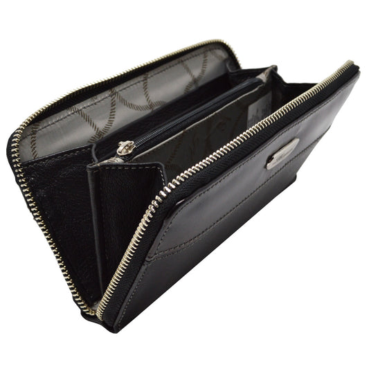 CARTERA CLASICA 1 ZIPPER EN PIEL NEGRO (LL2016)