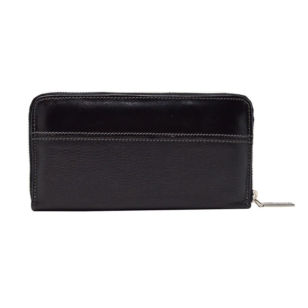 CARTERA CLASICA 1 ZIPPER EN PIEL NEGRO (LL2016)