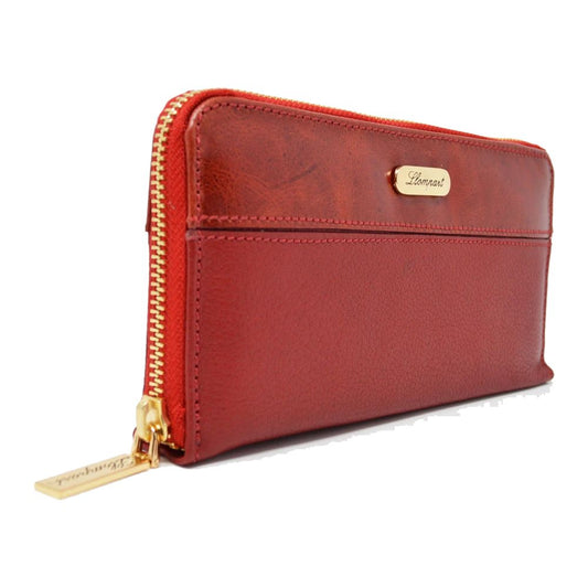 CARTERA CLASICA 1 ZIPPER EN PIEL ROJO (LL2016)