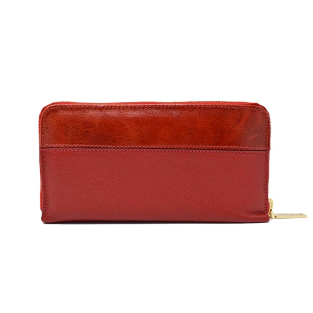CARTERA CLASICA 1 ZIPPER EN PIEL ROJO (LL2016)