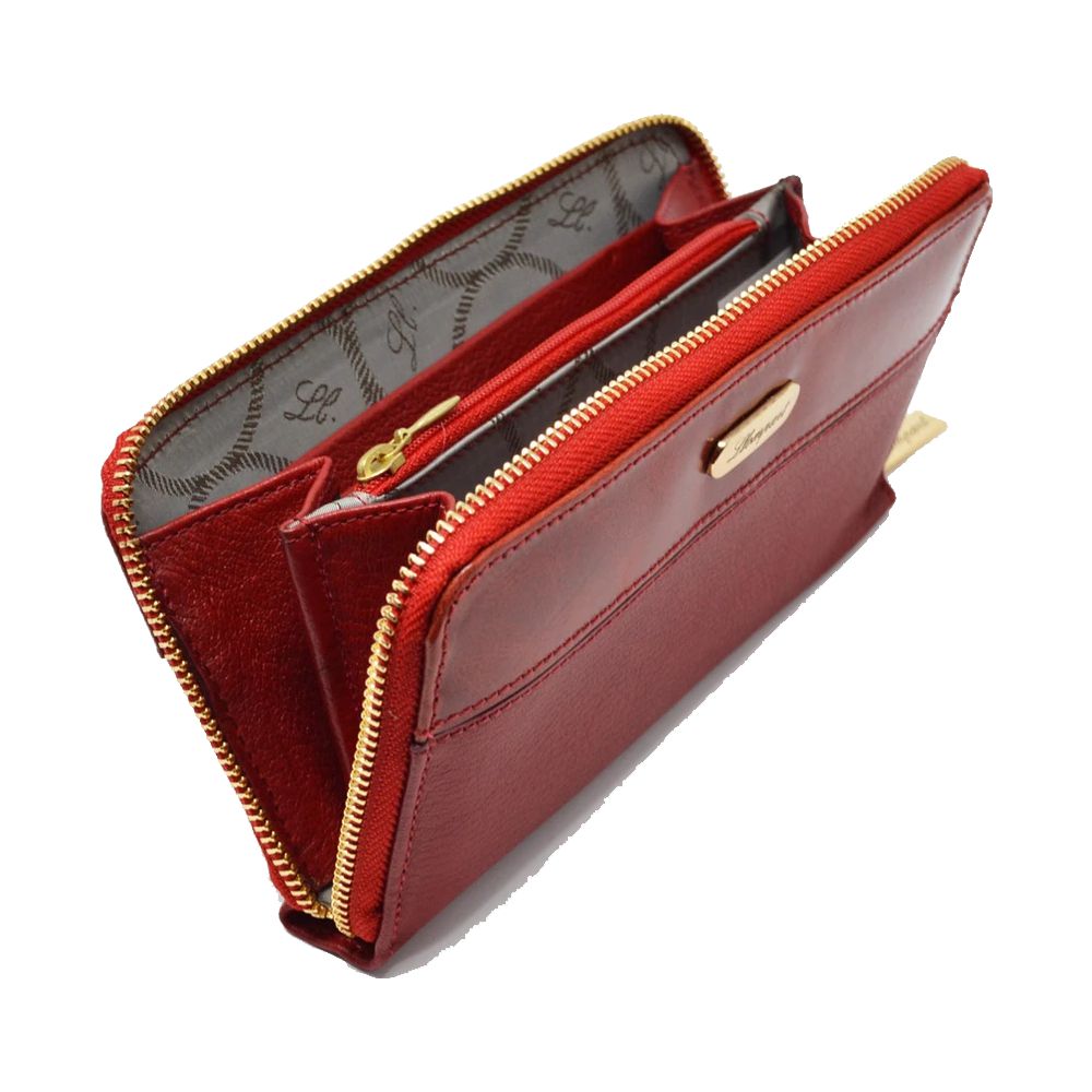 CARTERA CLASICA 1 ZIPPER EN PIEL ROJO (LL2016)