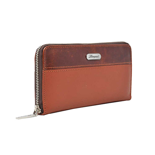 CARTERA CLASICA 1 ZIPPER EN PIEL MIEL CAFE ROJIZO (LL2016)