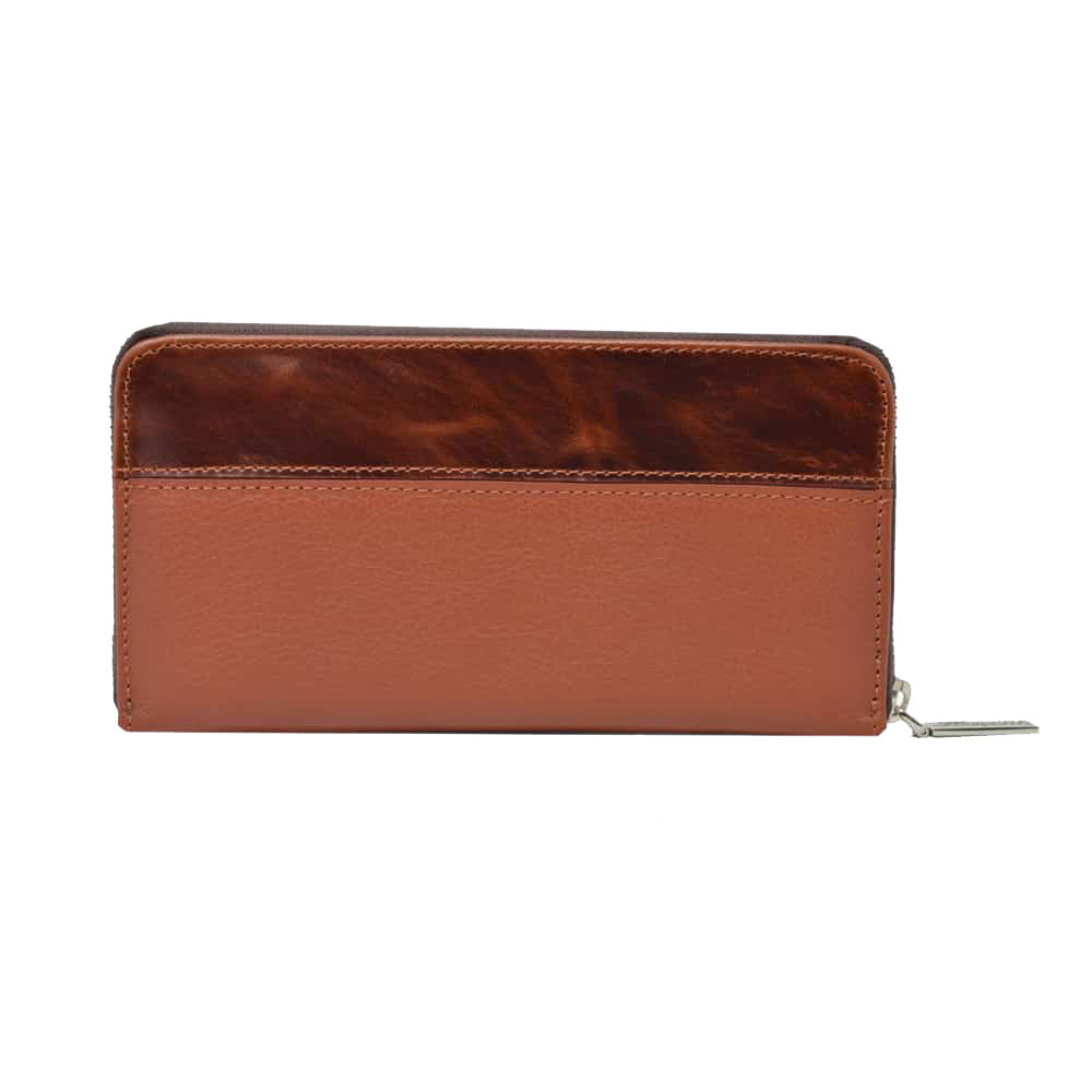 CARTERA CLASICA 1 ZIPPER EN PIEL MIEL CAFE ROJIZO (LL2016)