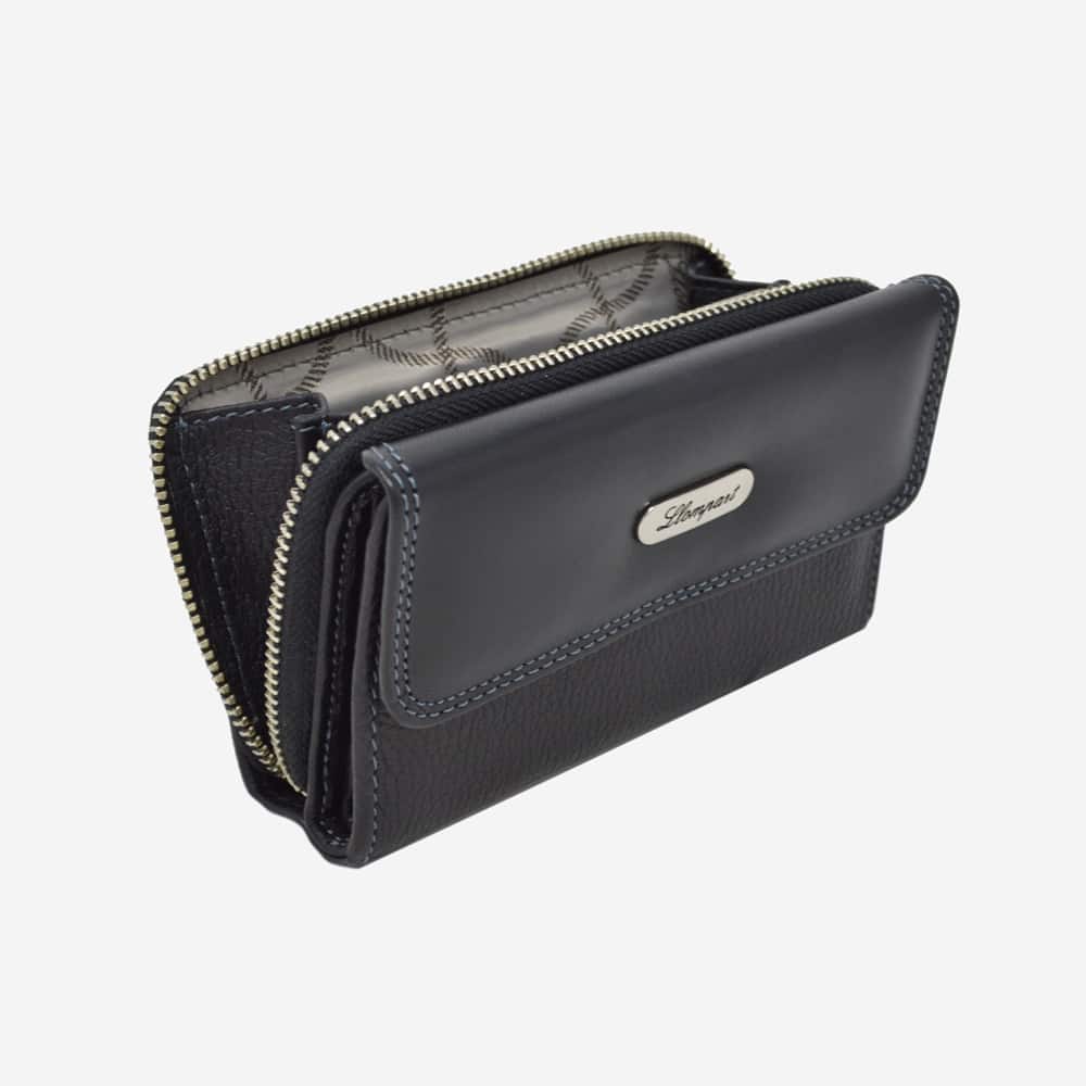 CARTERA BROCHE CHICA EN PIEL NEGRO (LL2019)