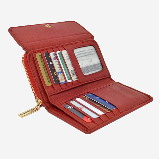 CARTERA BROCHE CHICA EN PIEL ROJO (LL2019)