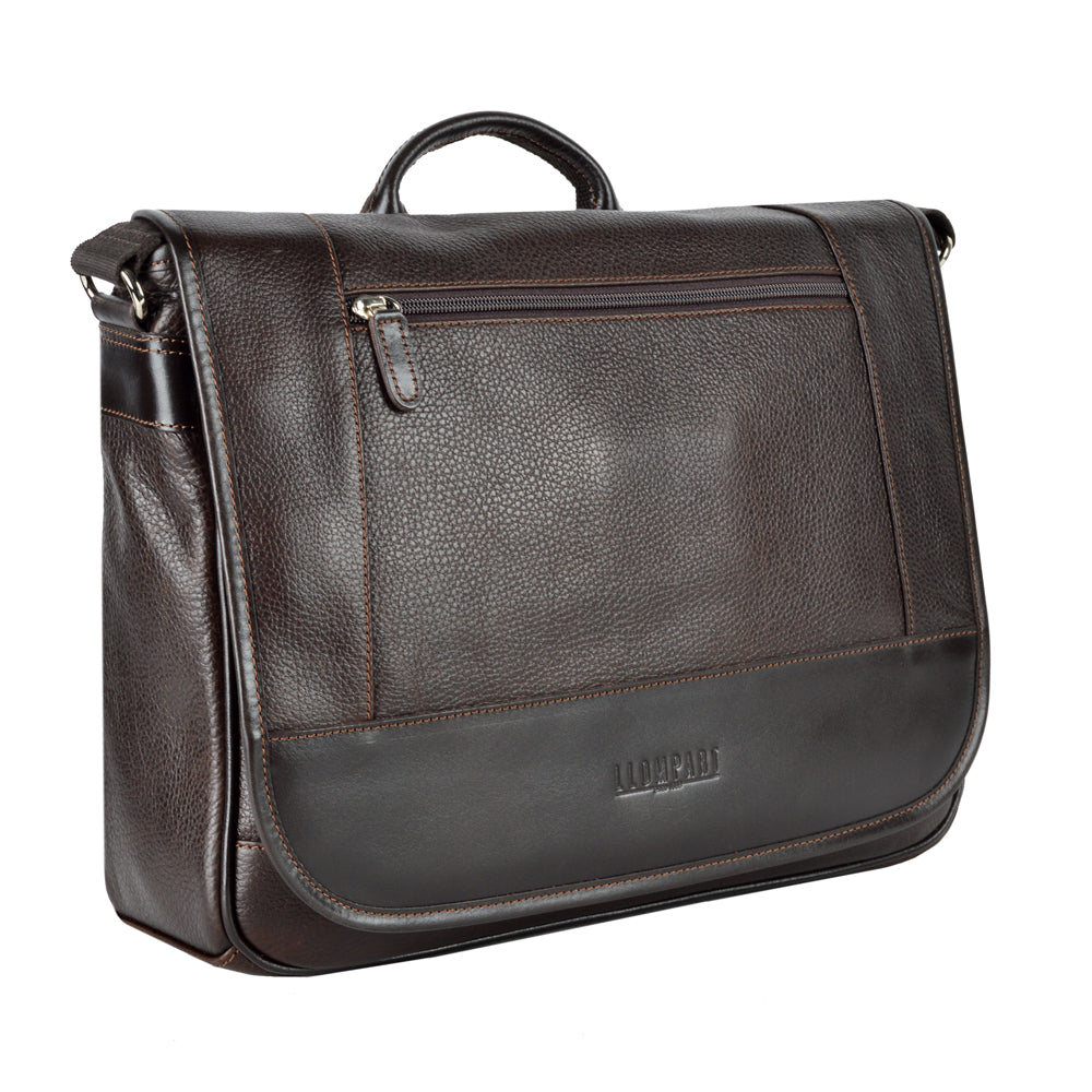 PORTAFOLIO LAPTOP CON SUJETADOR SUPERIOR EN PIEL CAFE (LL2061)