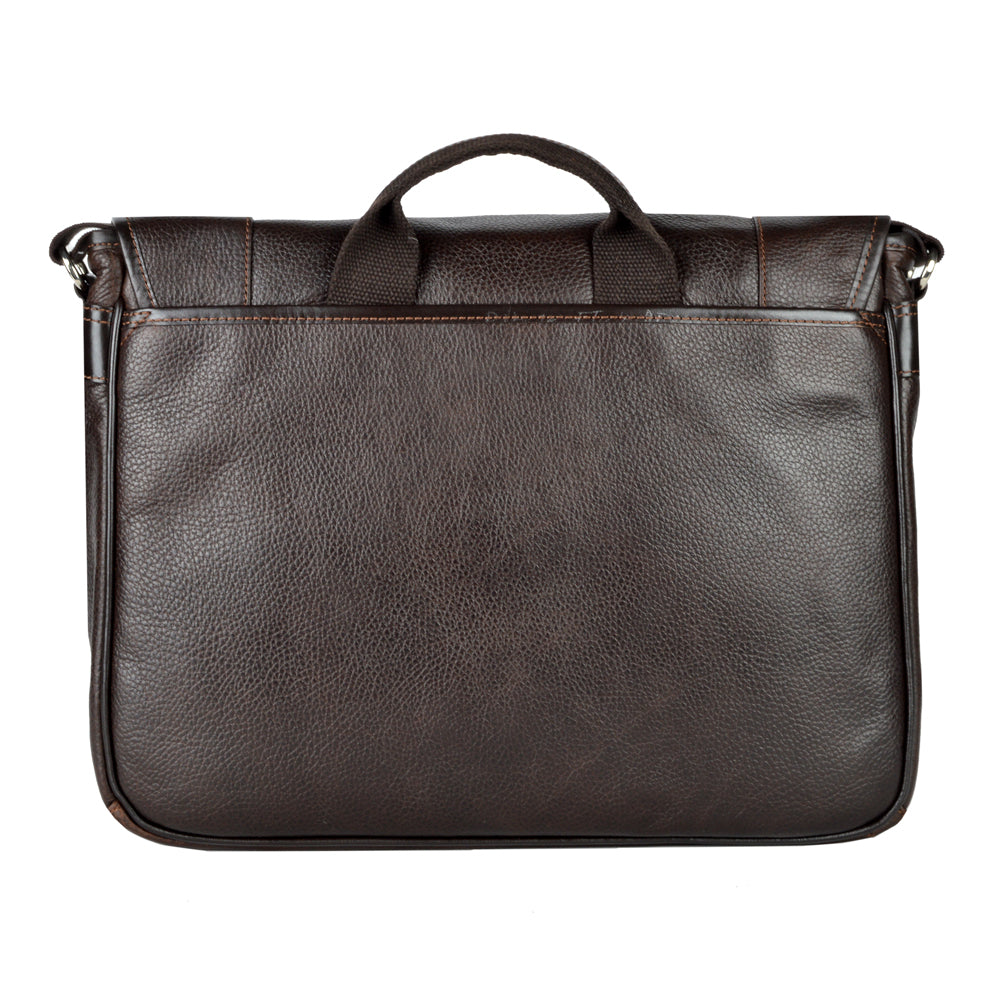 PORTAFOLIO LAPTOP CON SUJETADOR SUPERIOR EN PIEL CAFE (LL2061)