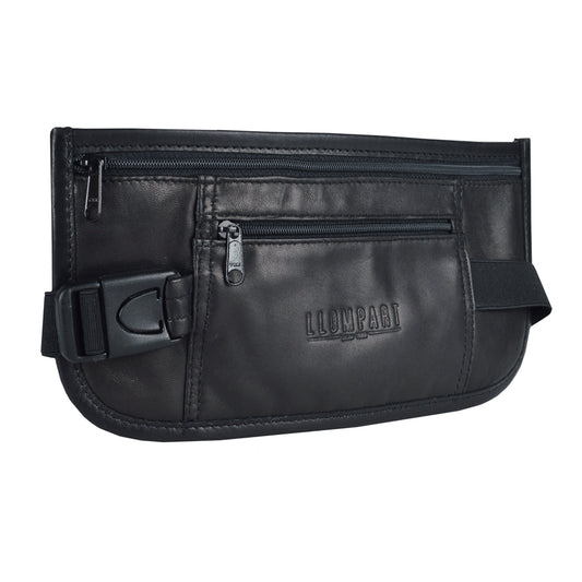 CANGURERA DE SEGURIDAD PARA VIAJE EN PIEL NEGRO (LL2063)