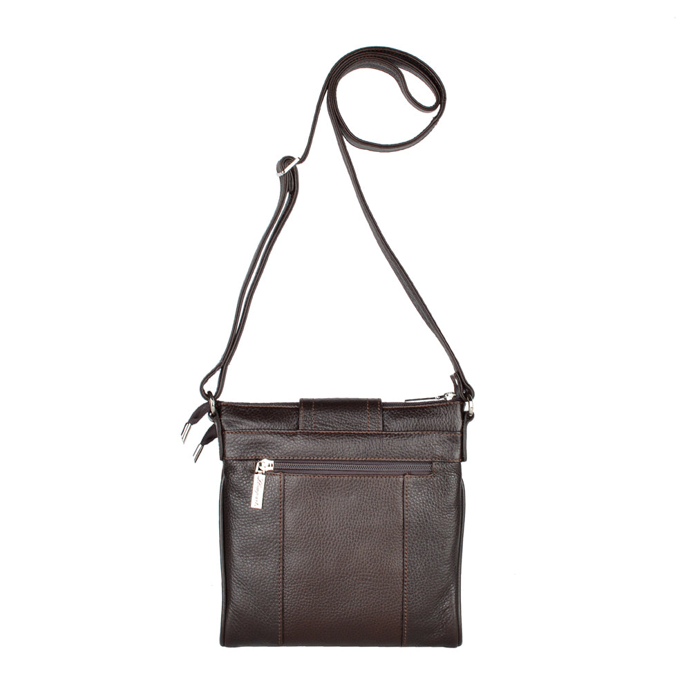MARICONERA CRUZADA EXPANDIBLE EN PIEL CAFE (LL3179)