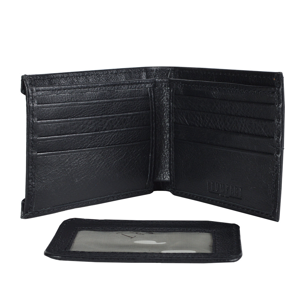 CARTERA CON TARJETERO EXTERIOR EN PIEL NEGRO (6004)