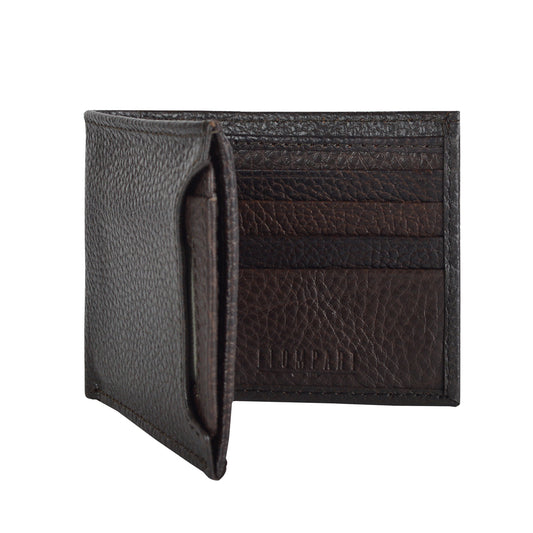 CARTERA CON TARJETERO EXTERIOR EN PIEL CAFE (6004)