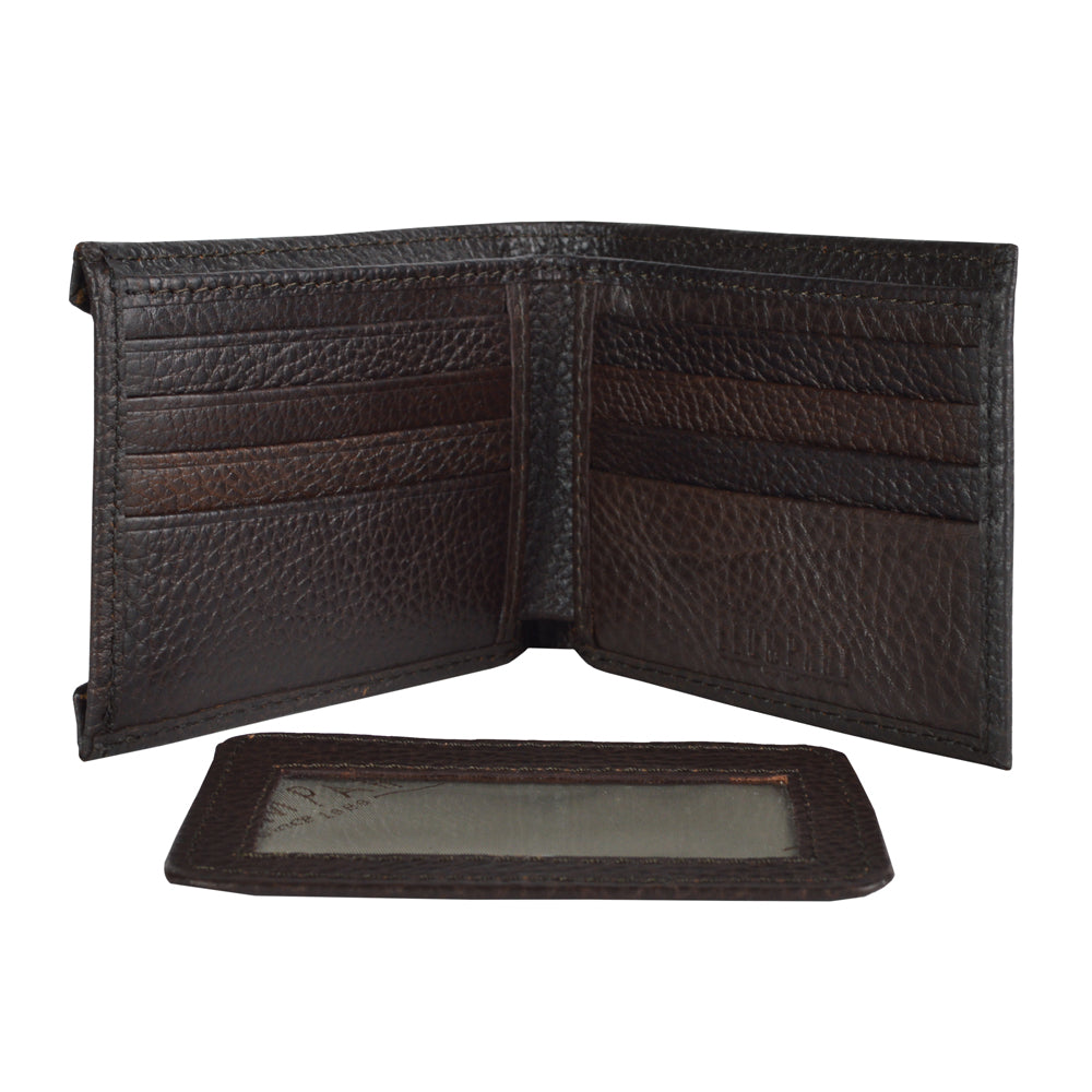 CARTERA CON TARJETERO EXTERIOR EN PIEL CAFE (6004)
