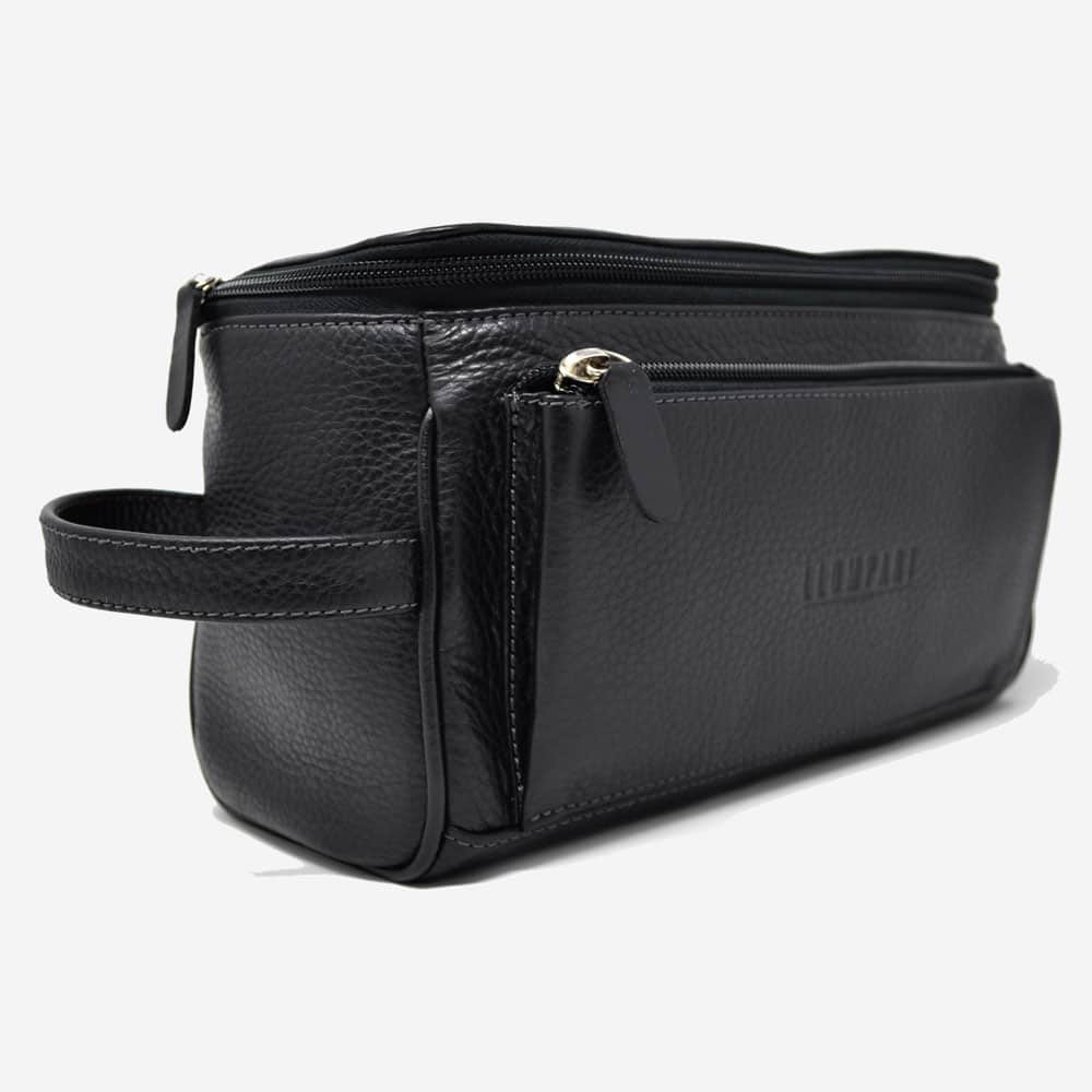 NECESER DE PIEL BOLSA AL FRENTE EN PIEL NEGRO (LL6006)
