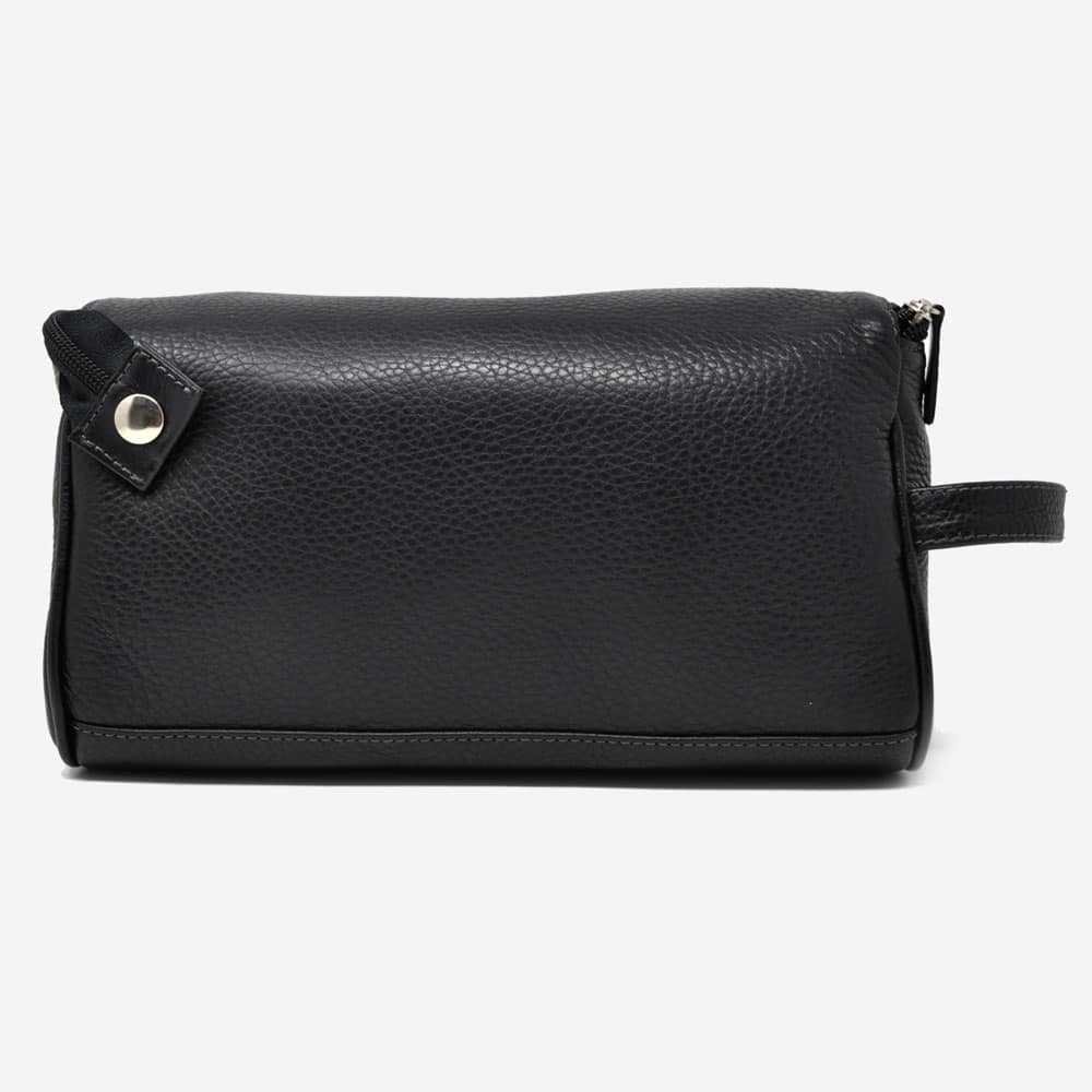 NECESER DE PIEL BOLSA AL FRENTE EN PIEL NEGRO (LL6006)