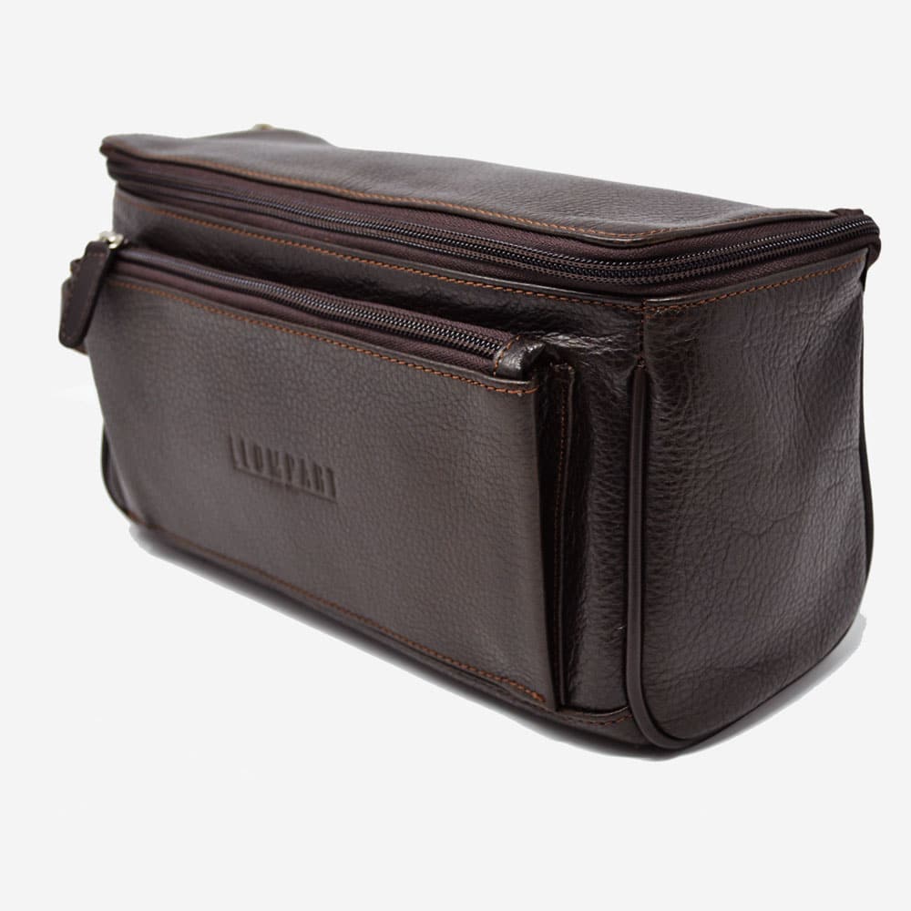 NECESER DE PIEL BOLSA AL FRENTE EN PIEL CAFE (LL6006)