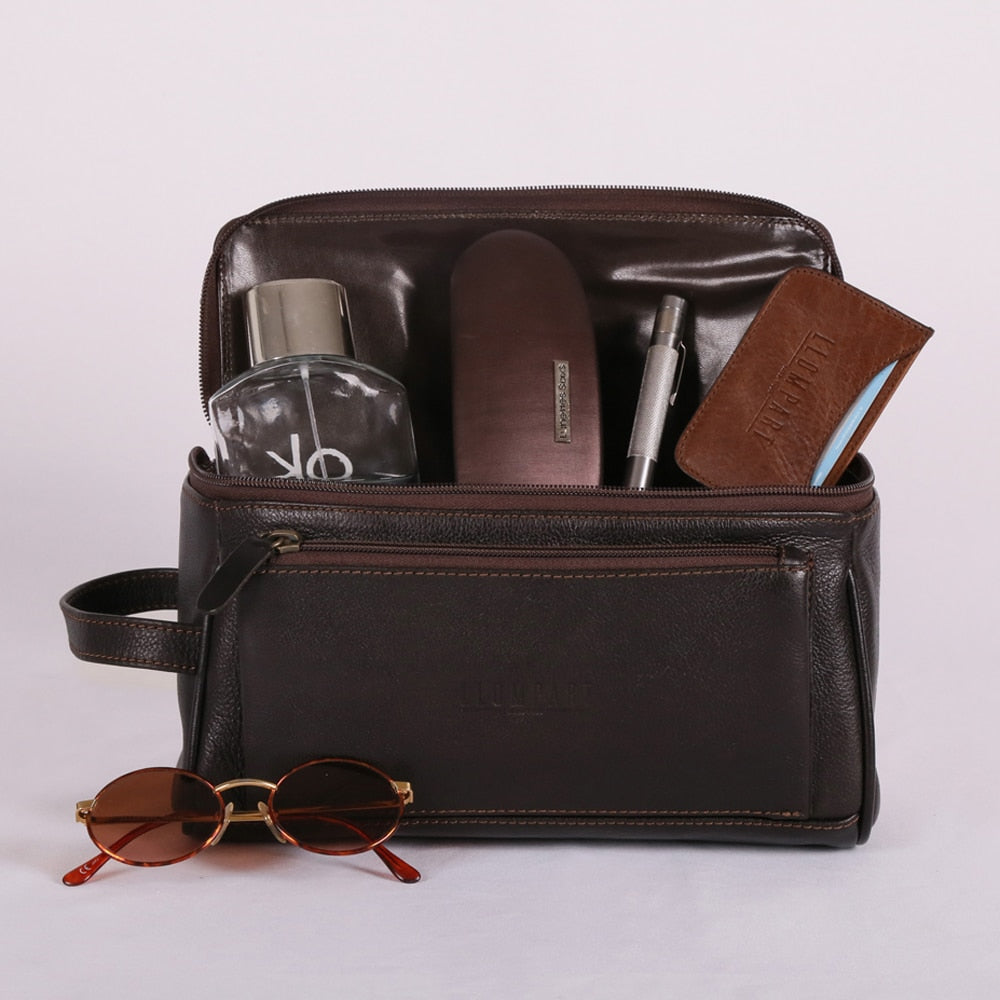 NECESER DE PIEL BOLSA AL FRENTE EN PIEL CAFE (LL6006)
