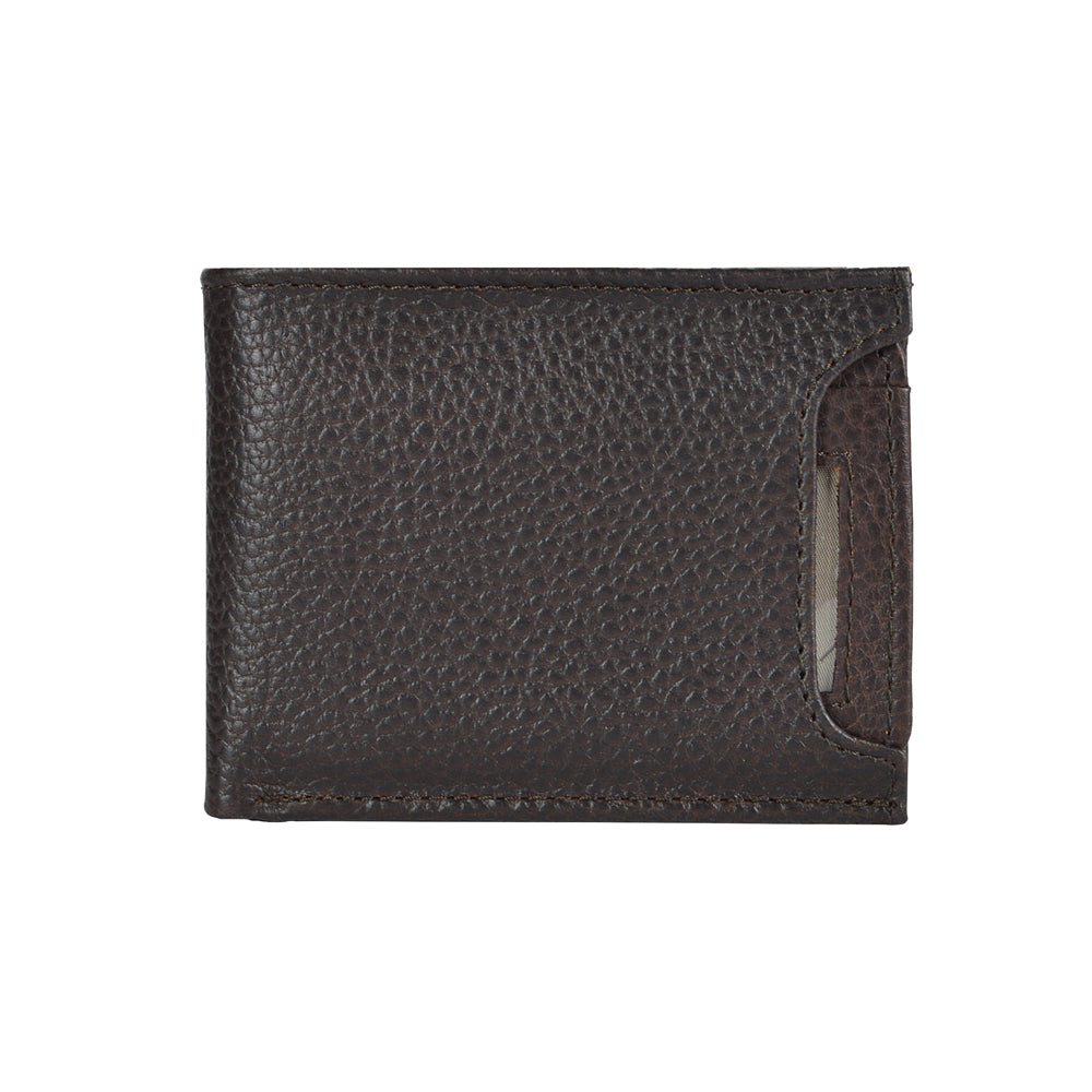 CARTERA CON TARJETERO EXTERIOR EN PIEL CAFE (6004)