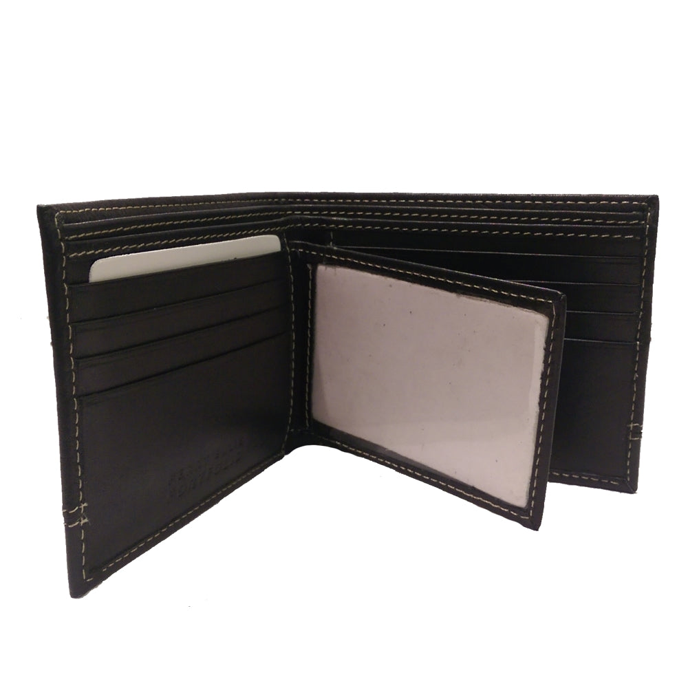 CARTERA PERRY ELLIS DOS COSTURAS ABAJO EN PIEL NEGRO (L77-0031-1)